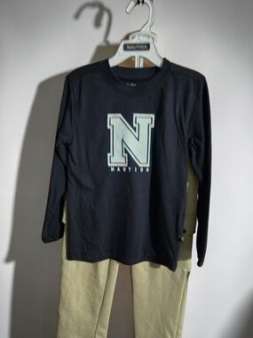 Nautica Boys Size 4 (3) Piece  Long-/ Short Sleeve Tee Pants Set